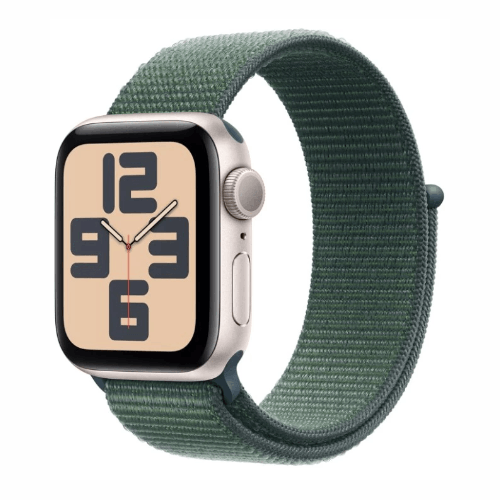 Apple Watch SE 2da gen 40 mm, retina LTPO OLED 1.57", GPS, watchOS 11, 32GB, llamadas, 50 m, hasta 18h, correa verde S/M, gris