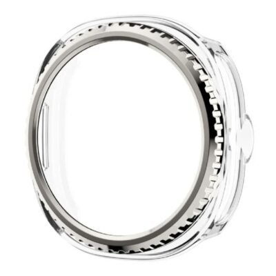 Case protector de TPU para Samsung Galaxy Watch 8 Classic 46mm, bisel de aluminio, transparente