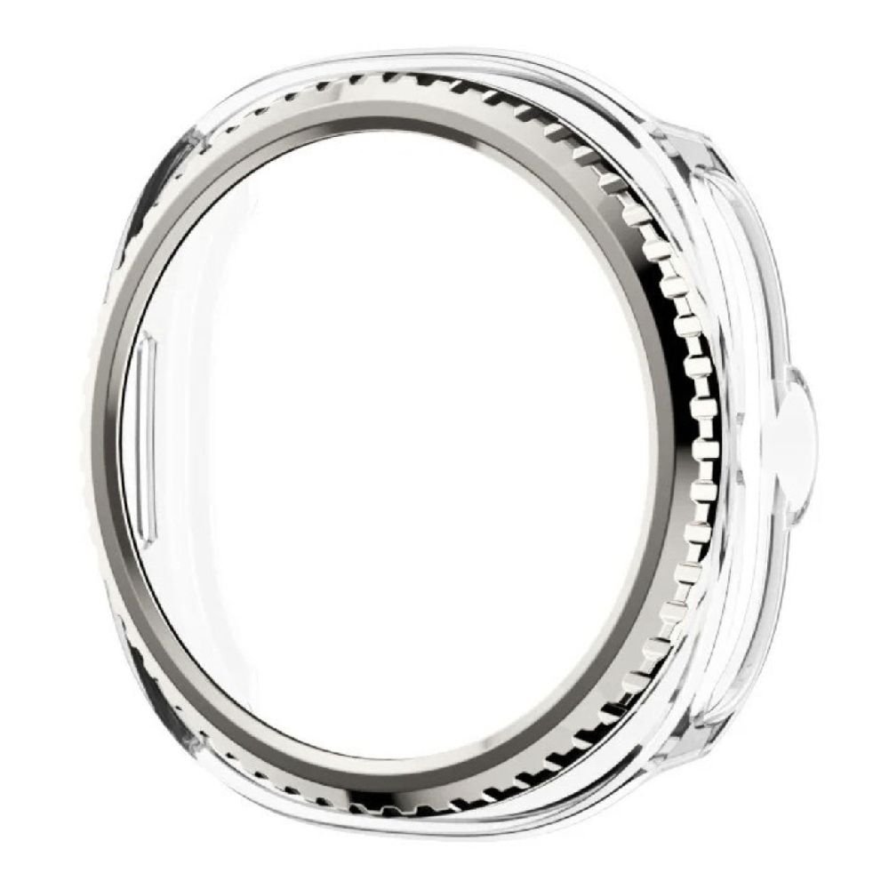 Case protector de TPU para Samsung Galaxy Watch 8 Classic 46mm, bisel de aluminio, transparente