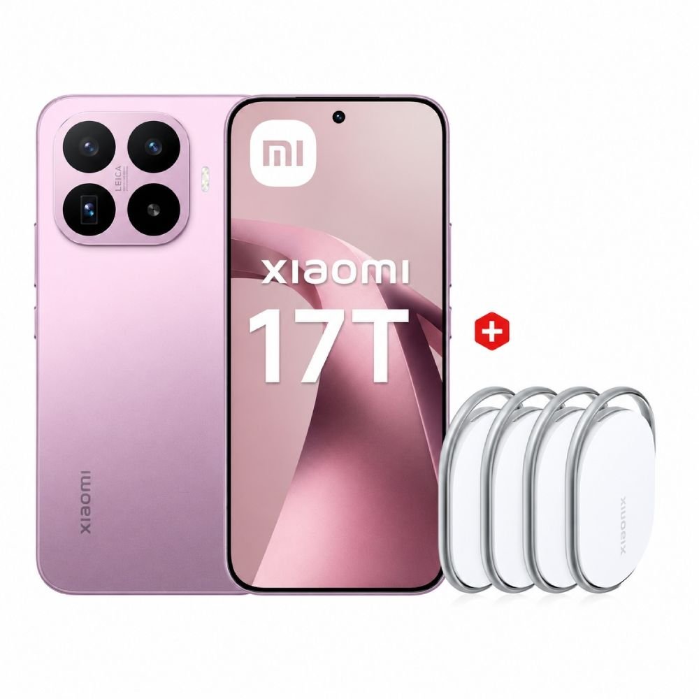 Celular Xiaomi 17T 5G 512GB, 12GB RAM, cámara trasera 50MP y frontal 32MP, 6.5", violeta + Xiaomi Tag 4 Pack